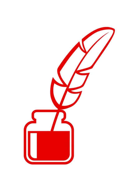 Roter Federkiel auf weißem Hintergrund — Stockvektor