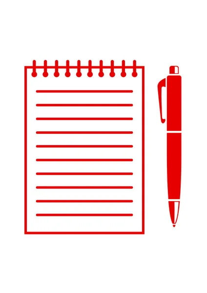 Bolígrafo con bloc de notas sobre fondo blanco — Vector de stock