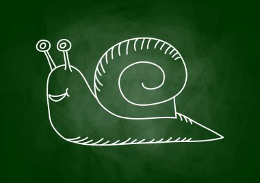 Salyangoz yazı tahtası üzerinde çizim