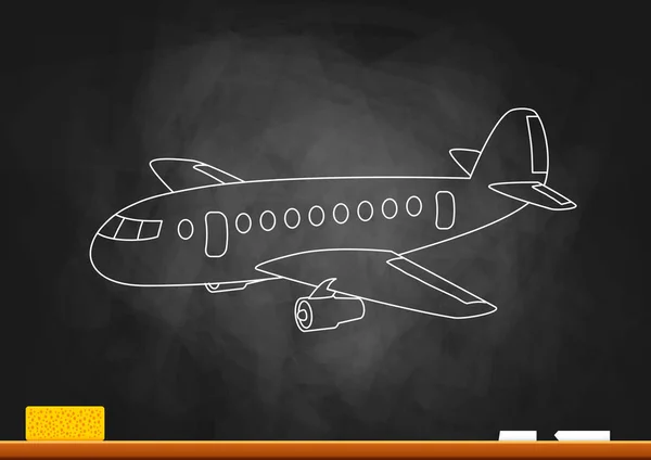 Dibujo de aviones en pizarra — Vector de stock