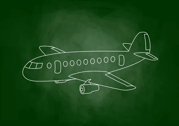 Dibujo de aviones en pizarra — Vector de stock