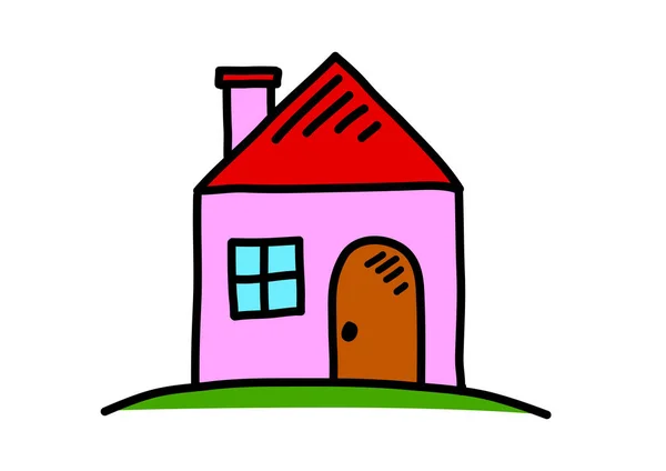 Huis tekening op witte achtergrond — Stockvector