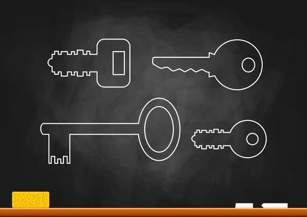 Drawing of keys on blackboard — Stock Vector