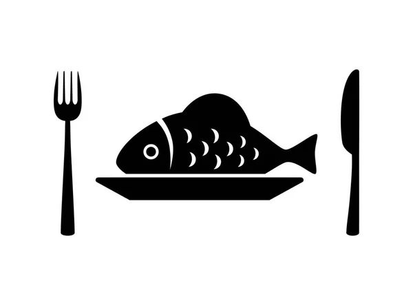 Poisson sur assiette en porcelaine — Image vectorielle