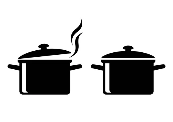 Iconos de cocina negra sobre fondo blanco — Vector de stock