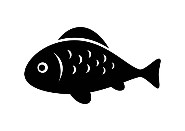 Pictograma pește negru pe fundal alb — Vector de stoc