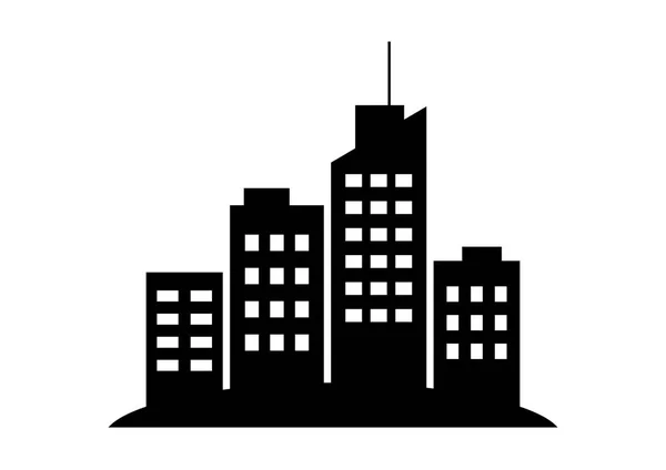 Black city icon on white background — Stock Vector