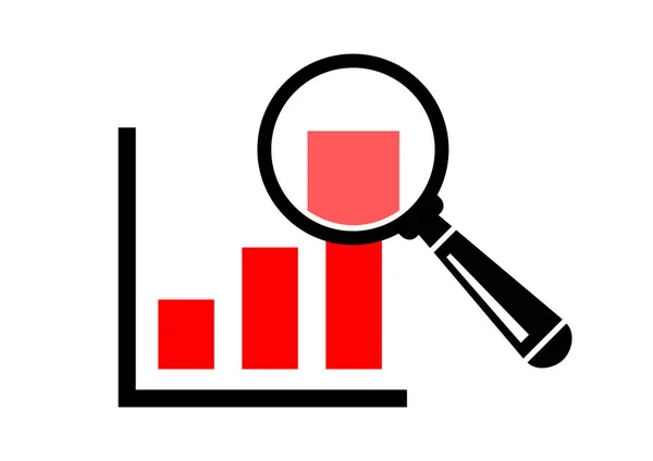 Lupa y gráfico sobre fondo blanco — Vector de stock