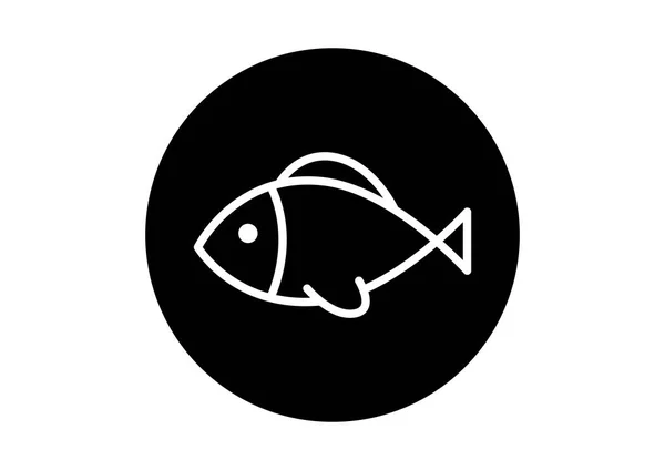 Beyaz arkaplanda siyah beyaz balık simgesi — Stok Vektör