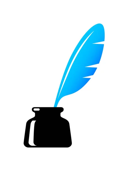 Quill en tintero sobre fondo blanco — Vector de stock