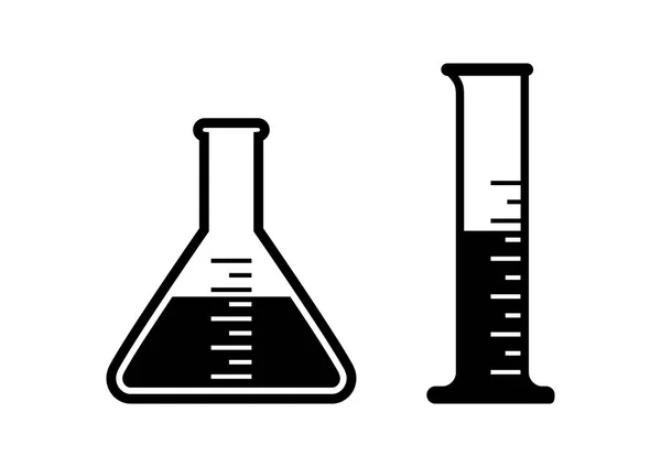 Ícones de vidro de laboratório no fundo branco — Vetor de Stock