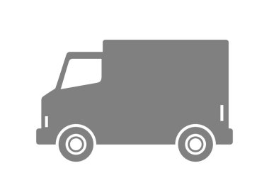 Beyaz arka planda gri teslim van 