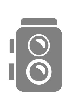 Beyaz arka planda gri kamera simgesi    