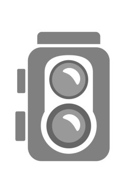 Beyaz arka planda gri kamera simgesi    