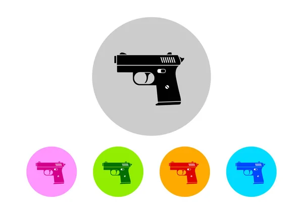 Beyaz arka plan üzerinde renkli silah simgeleri — Stok Vektör
