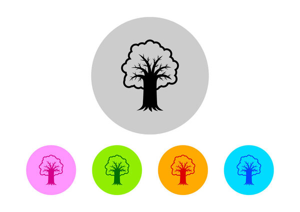 Colorful tree icons on white background