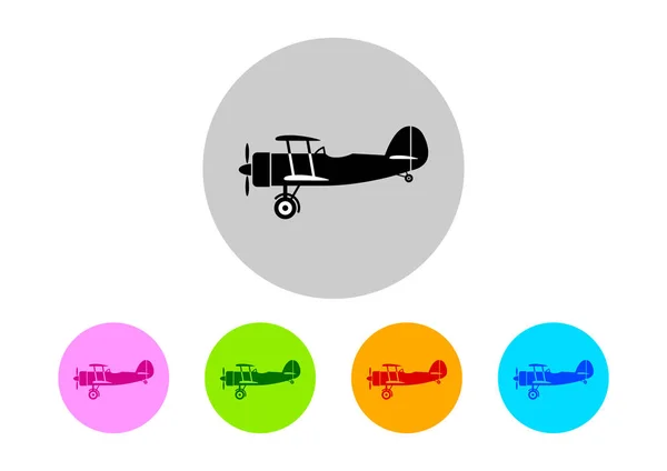 Bunte Flugzeug-Symbole auf weißem Hintergrund — Stockvektor