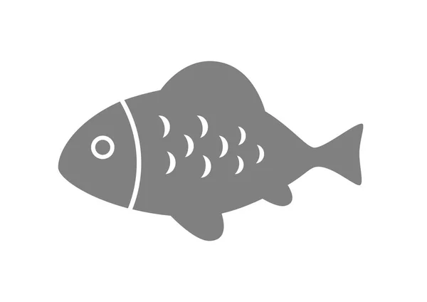 Grey fish icon on white background — Stock Vector