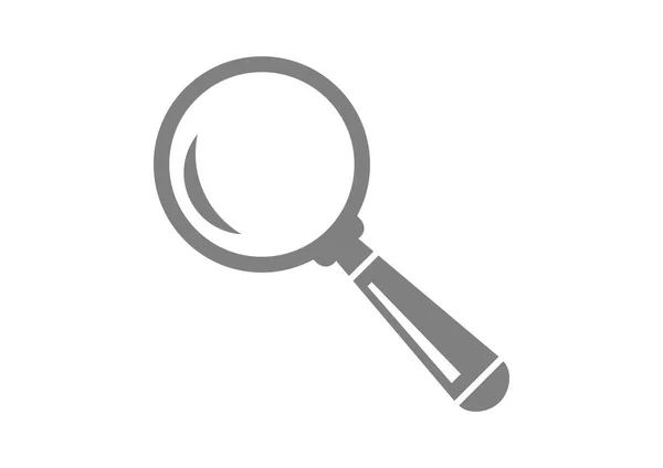 Icono de lupa gris sobre fondo blanco — Vector de stock