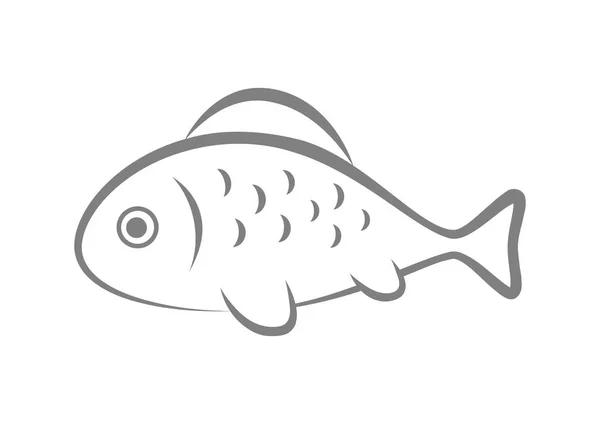 Icona pesce grigio su sfondo bianco — Vettoriale Stock