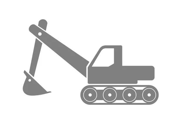 Grå grävmaskin ikonen på vit bakgrund — Stock vektor