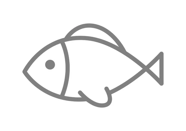 Icono de pescado gris sobre fondo blanco — Vector de stock