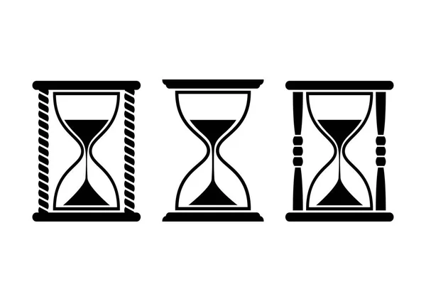Svart timglas ikoner på vit bakgrund — Stock vektor