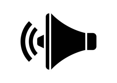 Beyaz arka planda siyah megafon simgesi