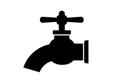 Beyaz arka planda siyah musluk simgesi