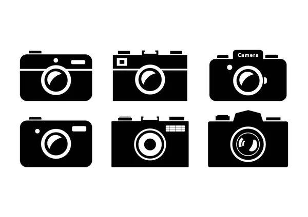 Μαύρη φωτογραφική μηχανή εικόνες σε λευκό φόντο — Διανυσματικό Αρχείο