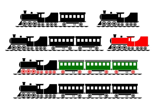 Ícones de trem no fundo branco —  Vetores de Stock