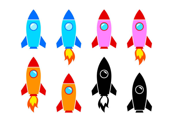 Rocket icons on white background
