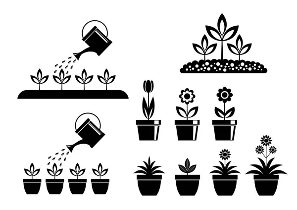 Iconos de jardín sobre fondo blanco — Vector de stock