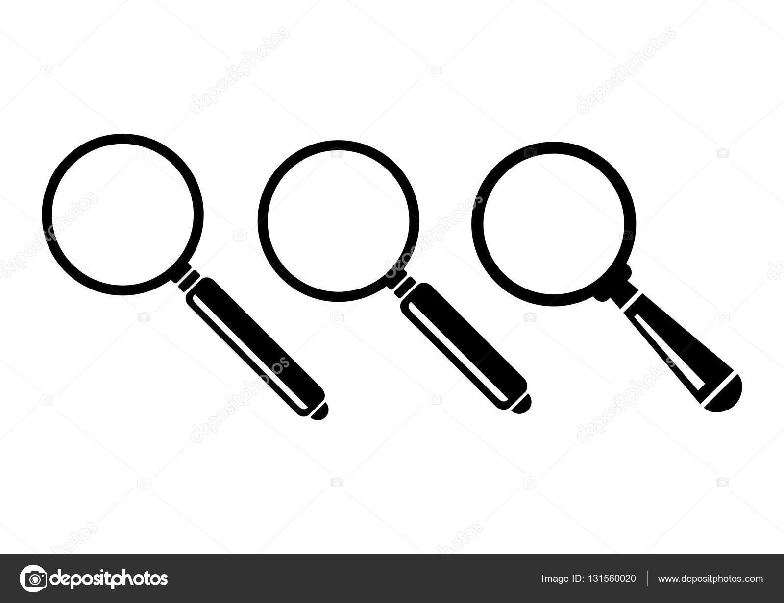 Black magnifier icons on white background Stock Vector Image by