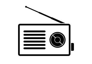 Beyaz arkaplanda radyo vektörü simgesi