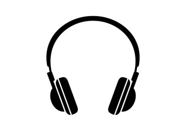Beyaz arka planda siyah kulaklık simgesi