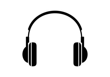 Beyaz arka planda siyah kulaklık simgesi