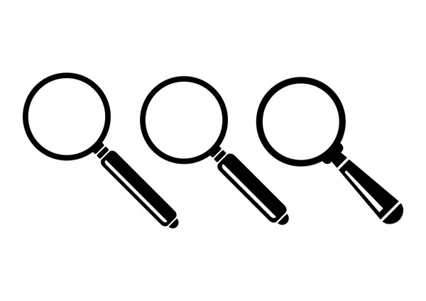 Iconos de lupa negro sobre fondo blanco — Vector de stock
