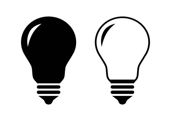 Ícones de lâmpada preta no fundo branco — Vetor de Stock