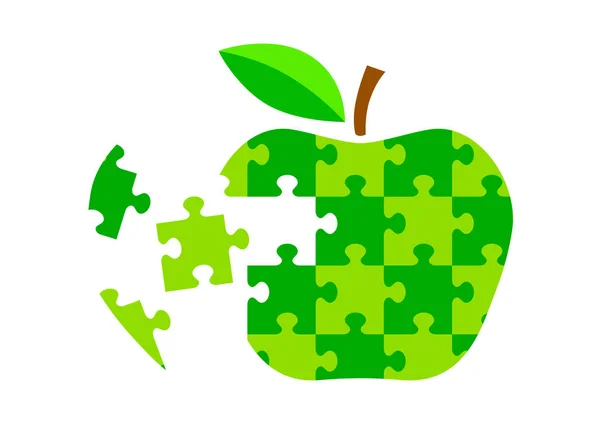 Beyaz zemin üzerine yeşil elma simgesi — Stok Vektör