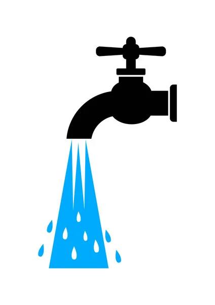Icona rubinetto acqua su sfondo bianco — Vettoriale Stock