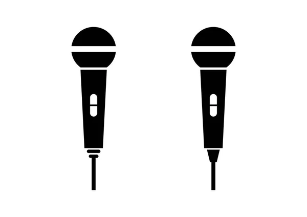 Ícones de microfone preto no fundo branco — Vetor de Stock