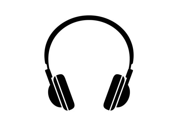Schwarzes Kopfhörer-Symbol auf weißem Hintergrund — Stockvektor