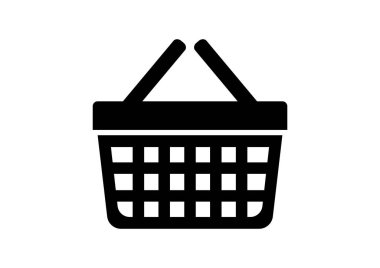 Beyaz arka planda siyah alışveriş sepeti simgesini