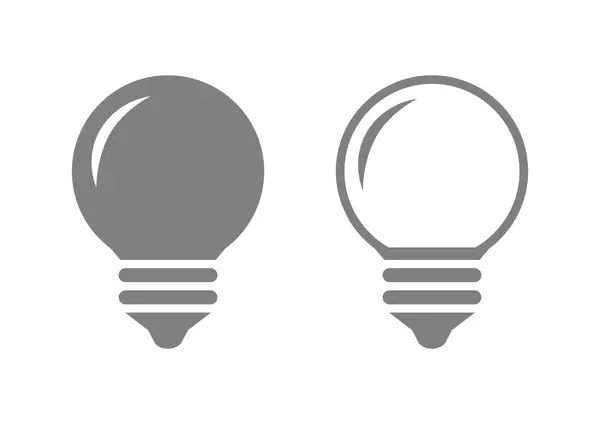 Icone lampadina grigia su sfondo bianco — Vettoriale Stock