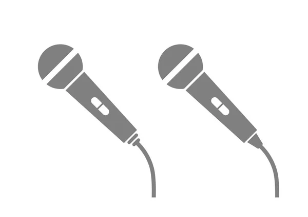 Beyaz arka plan gri mikrofon simgeleri — Stok Vektör