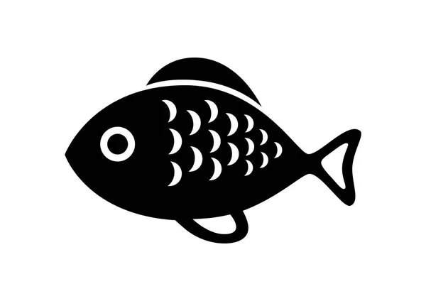 Icono de pescado negro sobre fondo blanco — Archivo Imágenes Vectoriales