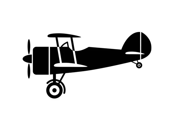 Samolot czarny ikona na białym tle — Wektor stockowy