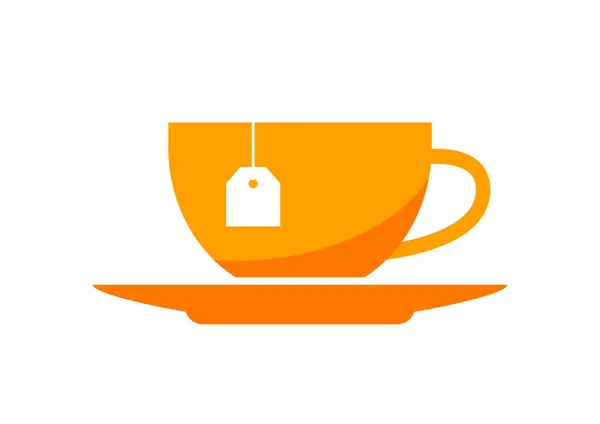 Icono de taza de té naranja sobre fondo blanco — Vector de stock