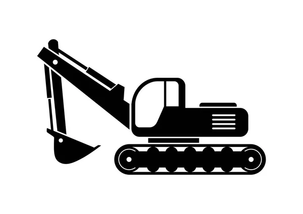 Icono de vector de excavadora sobre fondo blanco — Vector de stock